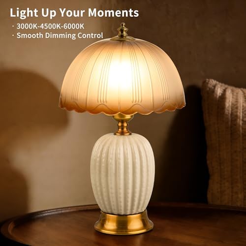 Vintage White Ceramic Cactus Small Table Lamp for Bedroom - Image 4