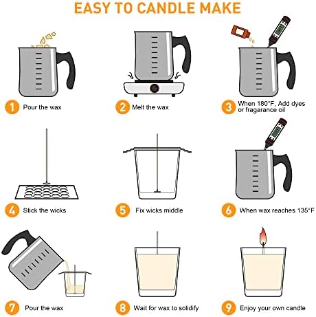 Candle Making Wax Soy Wax for Candle Making Supplies, 2.2lb Natural Soy Wax Flakes, Paraffin Wax for Candle Making Kit, 100 Cotton Candle Wicks &100 Wick Stickers & 2 Wicks Holder - Image 5