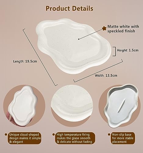 Spotted-White Ceramic Jewelry Dish for Women, Cloud Tray Trinket Dish - Image 5