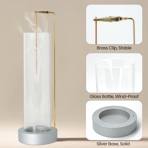 Incense Holder for Sticks, Anti-Ash Flying Incense Burner with 30 Incense Sticks, Detachable Glass Ash Catcher - Image 5