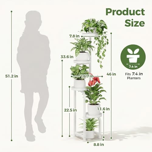 Bamworld Corner Plant Stand Indoor Outdoor Tall Metal Flower Pot Stands - Image 2