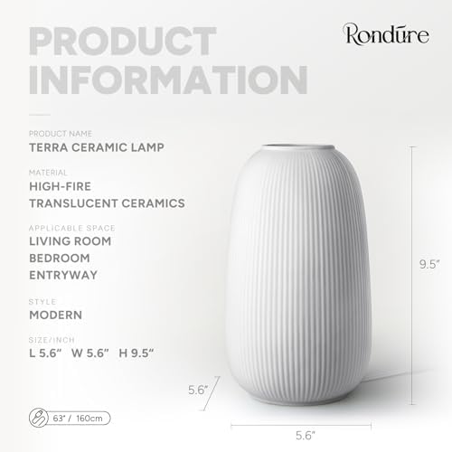 RONDURE Modern Ceramic Decorative Table Lamp Living Room Bedroom Bedside - Image 3