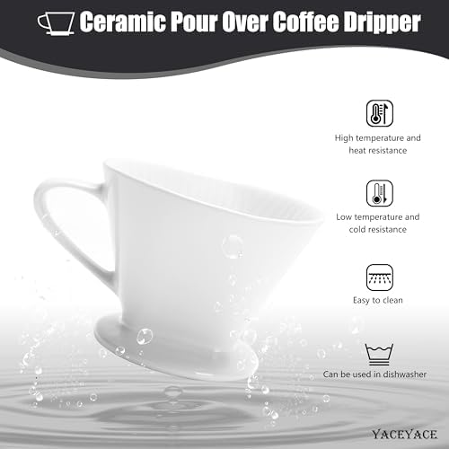 Pour Over Coffee Maker, Single White Ceramic Coffee Dripper - Image 4