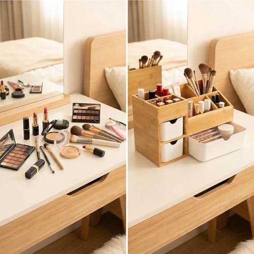 Bamboo Makeup Organizer, 11.5x5.4in - Image 2