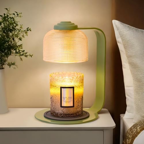 Candle Warmer Lamp Green with Clear Glass Globe and Timer & Dimmable Light by Unknown