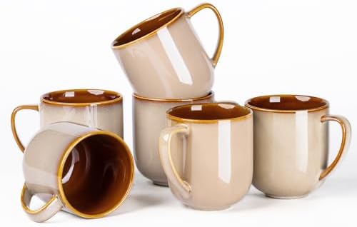 LERATIO Ceramic Coffee Mugs Set of 6,12oz Handmade Coffee Mugs Set by LeRatio