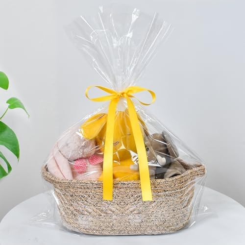 ABenkle Small Basket with Handles, Boho Decorative Rope Woven Dog Cat Toy Storage Bin Shelf Storage Organizer, Easter Christmas Gift Basket, 12"x8"x5" - Image 5