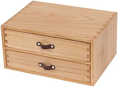 DDYURI Wooden Desk Organizer with 2 Drawers - Desktop Storage Drawers for Office Supplies File Paper Storage - Wood Chest/Small Cabinets for Jewelry Dresser Kitchen Counter (FAX2C-LT） by DDYURI