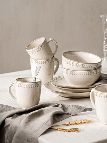 LE TAUCI Coffee Mugs Set of 6, 12 oz Ceramic Coffee Cups with Handle for Latte, Milk, Tea, Cappuccino, Mocha, Cocoa, Microwave Oven Dishwasher Safe - 3.6 inch, Birch - Image 5
