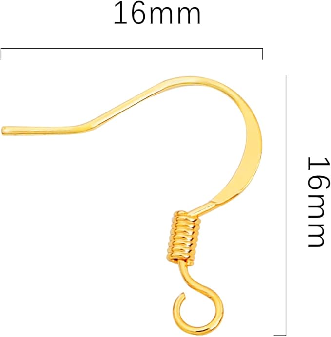18K Gold Plated Earring Hooks 16x16mm 100pcs for Jewelry Making Findings