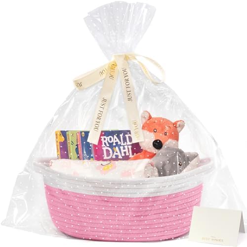 CHICVITA Gift Basket Empty with Bags & Ribbon for Baby Shower, Pink by CHICVITA