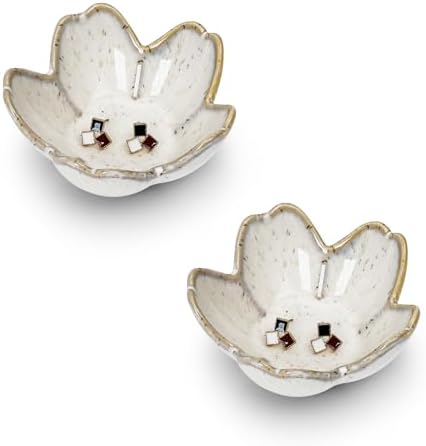 Koythin 2-Pack Grey Floral Ceramic Jewelry Trinket Dishes by Koythin