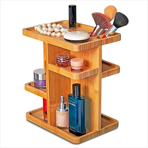 Bamboo 360 Degree Rotating 12 inches Makeup Organizer, Cosmetic Organizer by RoyalHouse