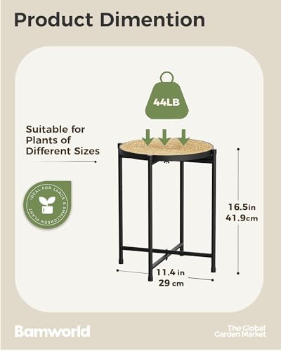 Bamworld Indoor Plant Stand Tall Plant Table Corner Plant Stool Boho Small Plant Holder Single Flower Stand for Large Plants Decor Pot Stand for Living Room Bedroom Balcony - Image 3
