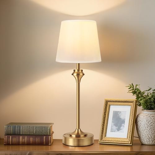 NIORSUN 10.2" Portables Cordless Table Lamp, Battery Operated Lamp,Small Bedside Table Lamp with Warm White,3 Way Dimmable Touch Desk Lamp for Living Room Restaurant Bedroom (Gold) by NIORSUN