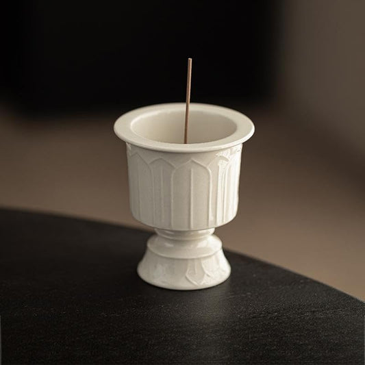 Incense Holder Modern Minimalist Circular Incense Stick Burner for Cones or Sticks for Yoga & Meditation, Enhance Atmosphere,Ceramic Ash Catcher White-6 by Warmself