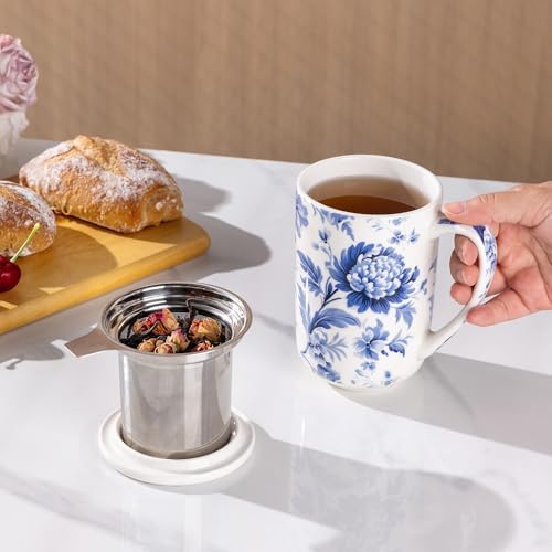 AmorArc Tea Cup With Infuser and Lid, 18oz Loose Leaf Tea Mug With Steeper - Image 4