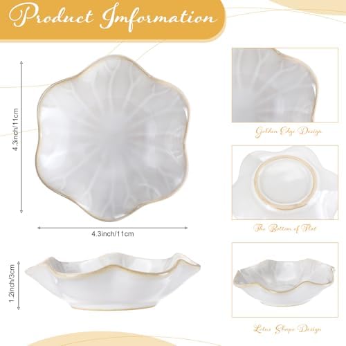 Teenyyou 8 Pcs Ceramic Jewelry Dish Bulk Small Trinket Tray, White - Image 2