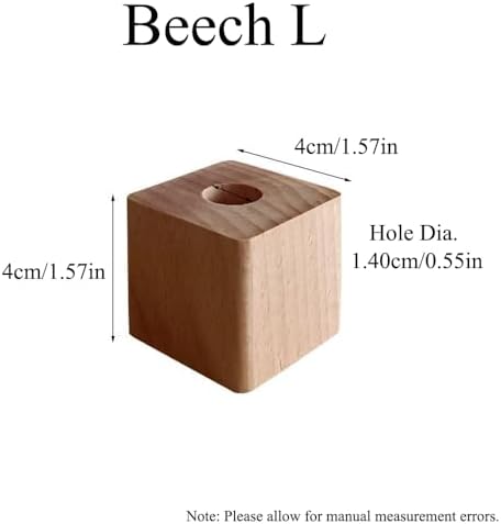 SagaSave 2PCS Solid Wood Pen Holder, Beech, Single Hole Design, Smooth Surface, 4 * 4 * 4cm/1.57 * 1.57 * 1.57in, Minimalist Desk Organizer (Beech L) - Image 2
