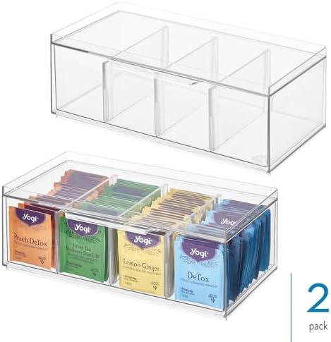 iDesign XL Tea Bag Organizer, Clear, 2-Pack - Image 2