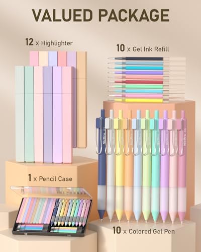 Nicpro Aesthetic Highlighters and Gel Pen set with Case, 33PCS - Image 2