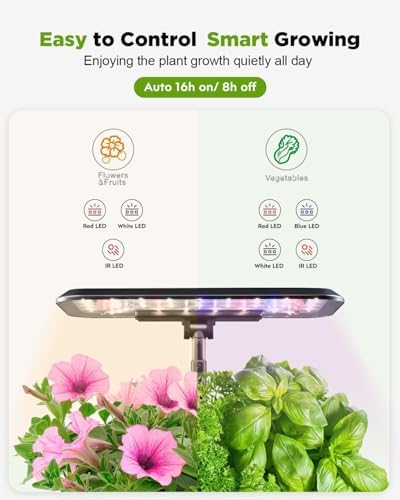 URUQ 8 Pods Hydroponics Growing System with LED Grow Light - Black - Image 4