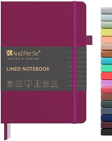 &And Per Se Lined Journal Notebook, 160 Pages, A5 5.7 x 8 inches College Ruled Thick Paper Notebook Journals for Writing, Hardcover Notebooks for Women Men Office School (1 Pack, Mulberry Purple) by AndPerSe