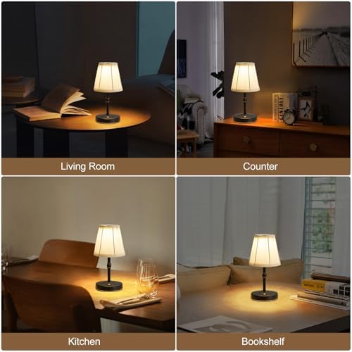 LED Cordless Mini Lamp 5W,3000 mah Battery Operated Lamps,3 Color Temperature Dimmable Table Light,Small Rechargeable Lamp,Kitchen Lamps countertop,Restaurant (Black,2pack) - Image 7