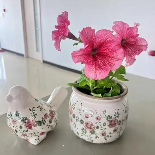 Small Ceramic Planter with Drainage – 4 Inch Vintage Flower Pot (Wheat) - Image 5