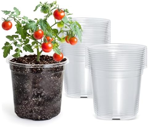 Bluepro Clear Nursery Pots with Drainage Holes, 5 Inch, 30-Pack by Bluepro