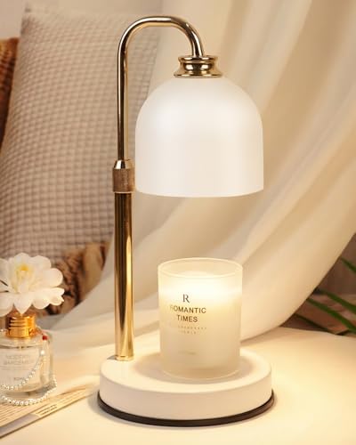 Funistree Candle Warmer Lamp with Timer Dimmable, Birthday Gifts for Women Mom, Modern Candle Warmer, White Candle Lamp for Jar Scented Candles, Home Decor, Christmas Wax Melt Warmer with 2 Bulbs by Funistree