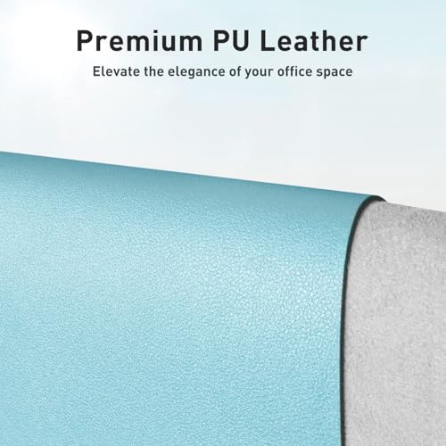 Aothia Large PU Leather Desk Pad Protector – Non-Slip Mouse Pad & Writing Mat for Office/Home, Waterproof, Easy to Clean (31.5" x 15.7", Blue Topaz) - Image 2