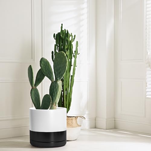 D'vine Dev 12 Inch Ceramic Planter Pot, Black White Two Tone, 94-O-F-L - Image 5