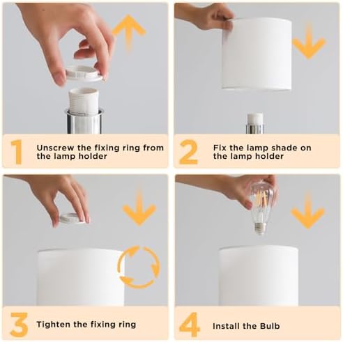 KUNJOULAM Rattan Table Lamp, Small Nightstand Lamp with Linen Fabric Lampshade, Desk Lamp Bedside Lamp for Living Room Home Office, Without Buld - Image 4