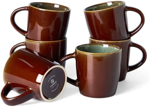 famiware Coffee Mugs Set of 6, Milkyway 13 oz Ceramic Cup Set with Handle by Famiware