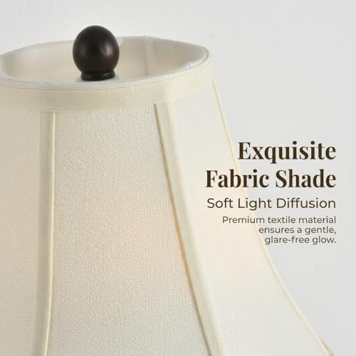 Traditional Table Lamp, Vintage Desk Lamp for Living Room with Fabric Shade, Farmhouse Bedside Lamp Brown Finish for Bedroom Nightstand Office Hotel (Pack-01) - Image 2