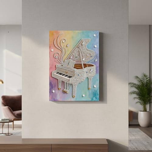 LQCrafK DIY Pearl Art Painting Handcraft Kit for Adults Beginners, Creative Design, Healing Stress-Relieving Home Wall Decoration, with Framed Painting and Tools-Piano - Image 4