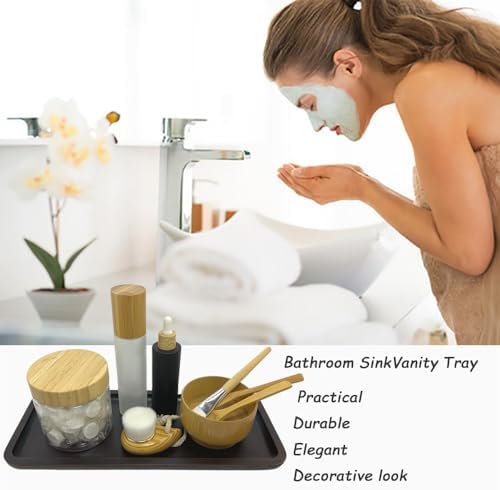 Wood Vanity Tray, Bathroom Counter Solid Walnut Organizer, Toilet Tank Top Wooden Serving Plate for Dinner Tea Coffee (Natural Walnut Color, 14 x 5.9 inch) - Image 4