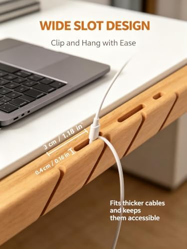Solid Wood Desk Cable Management Cord Holder - Image 4
