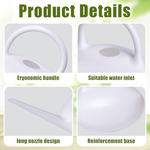 ZXJ Small Plastic Watering Can - 1/4 Gallon - for Home Plant Garden - White - Image 3