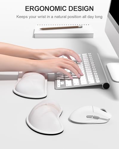 Auhoahsil Large Mouse Pad with Wrist Rests for Keyboard & Mouse, Thick Soft Ergonomic Memory Foam Wrist Supports, Big & Long Desk Mat 35.5 x 15.7 in, for Office Gaming Computer, White Marble - Image 3