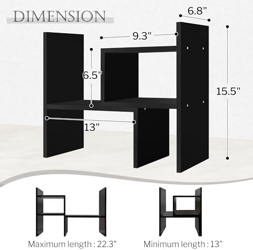 Jerry & Maggie Adjustable Rotatable Wood Desktop Display Shelf Black - Image 2