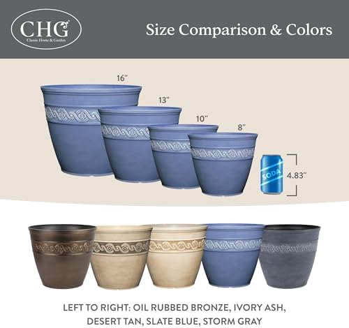 GROWSCAPE Corinthian Round Planter Pot w/Drainage Holes, 8" Desert Tan - Image 6