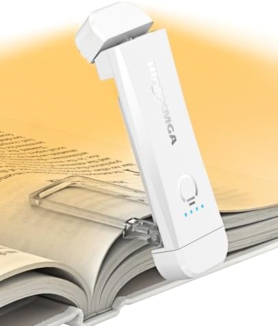 HIONXMGA Book Reading Light,Silent Touch Books Lamp for Reading in Bed,Rechargeable Clip on Booklight with 3 Amber Colors & 7 LEDs Precise Dimming for Eye Caring Night Reading,Book Lovers,Kids,White by HIONXMGA
