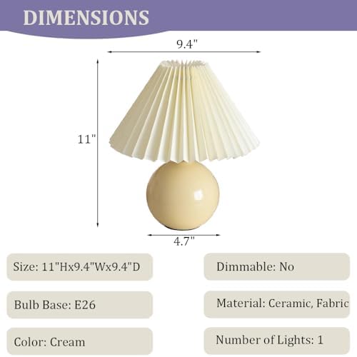 Meefad Modern Pleated Small Table Lamp Aesthetic Cute Night Light in Beige - Image 4