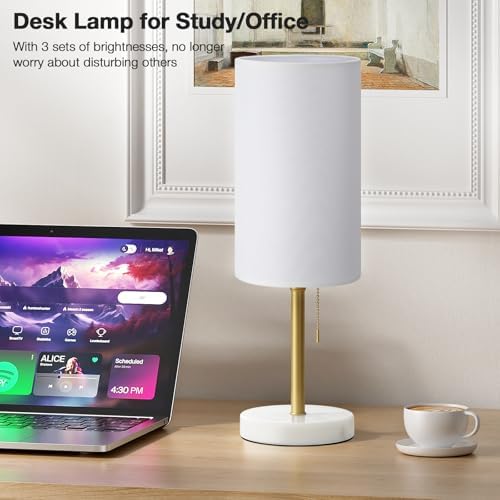 Dicoool 17" Bedside Table Lamp for Bedroom, Marble Desk Lamp with USB Ports - Image 7