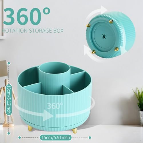 Camelmother 360°Rotating Pen&Pencil Holder For Desk With 5Slots Cute Office - Image 2
