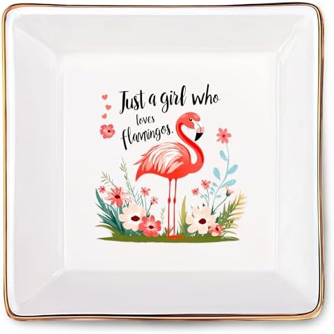 Flamingo Jewelry Ring Holder Dish Tray, Gifts For Women Teens Girls, Flamingo Lovers Themed Stuff Things Decor Merch, Home Room Ring Earrings Necklace Organizer Holder! by BJDAMAIGIFTSFORGIRLSKIDS