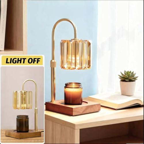 Yuichoy Candle Warmer Lamp with Timer, Dimmable Electric Candles Wamer Adjustable Height, Gifts for Women Mom, Glass Modern Candle Melter Lamp, Amber - Image 3