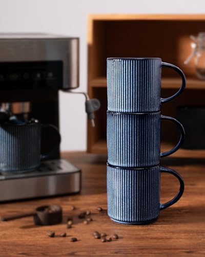 famiware Coffee Mug Set of 8, Star 12 oz Ceramic Mugs Cups Set with Handle - Image 5
